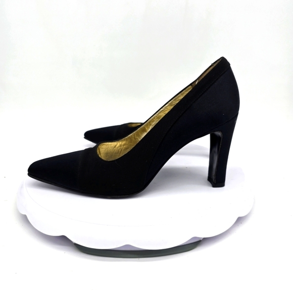 Paloma Shoe Women's 6.5 B Pumps Vintage 90s Heels Black Made In Italy - Picture 1 of 8